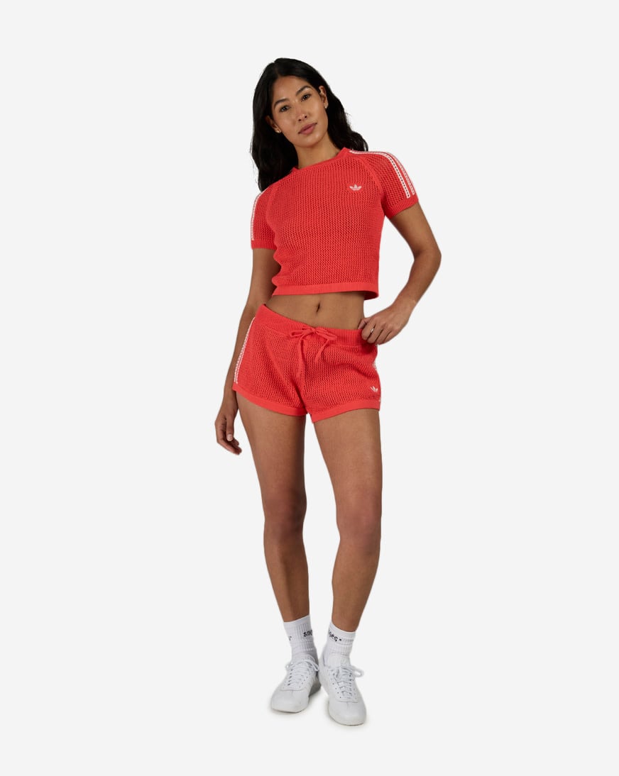 Shop adidas Knitted Crochet Shorts KC6479 red | SNIPES USA