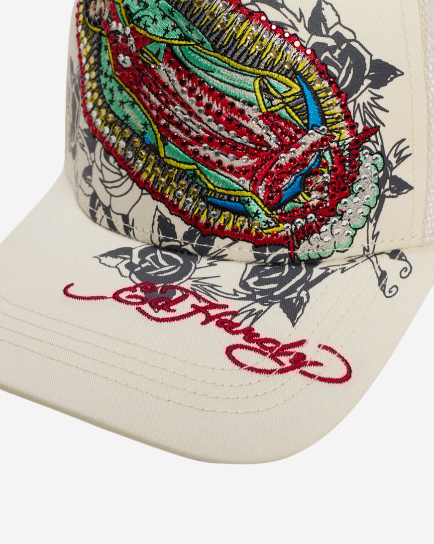 Shop Ed Hardy Mary Trucker Hat EHH0001-62RS cream | SNIPES USA