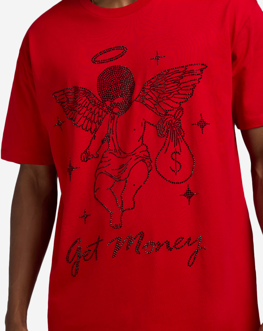 Shop Hasta Muerte Stars Get Money Rhinestone Tee HMANGLSTNE-RED