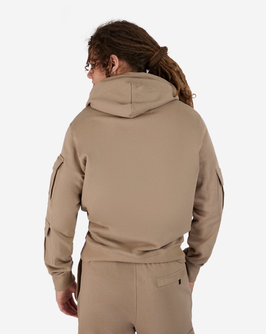 Shop KCGG Multi Pocket Fleece Hoodie PRKT414-LAT beige