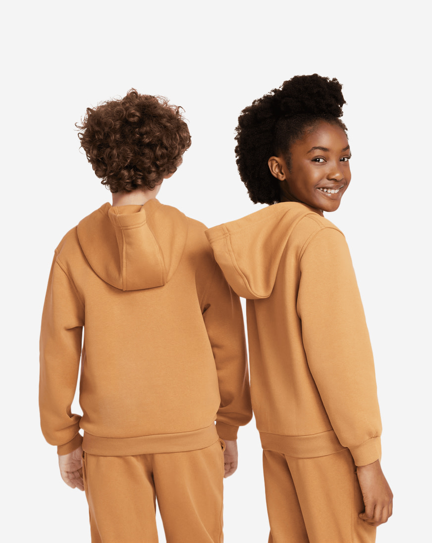 Shop Nike Big Kids' NSW Club Fleece Hoodie FD3000-224 brown