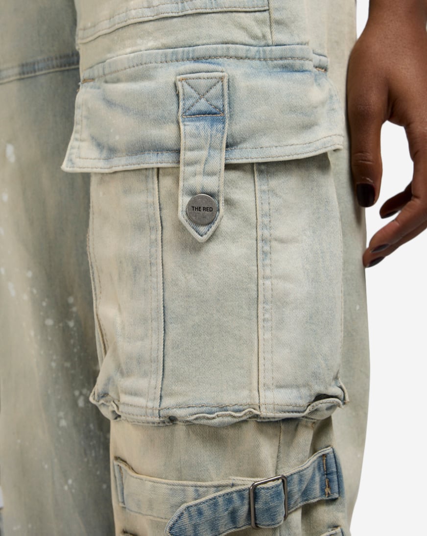 Shop Smoke Rise Splatter Paint Cargo Pants AP25115-LEBL blue