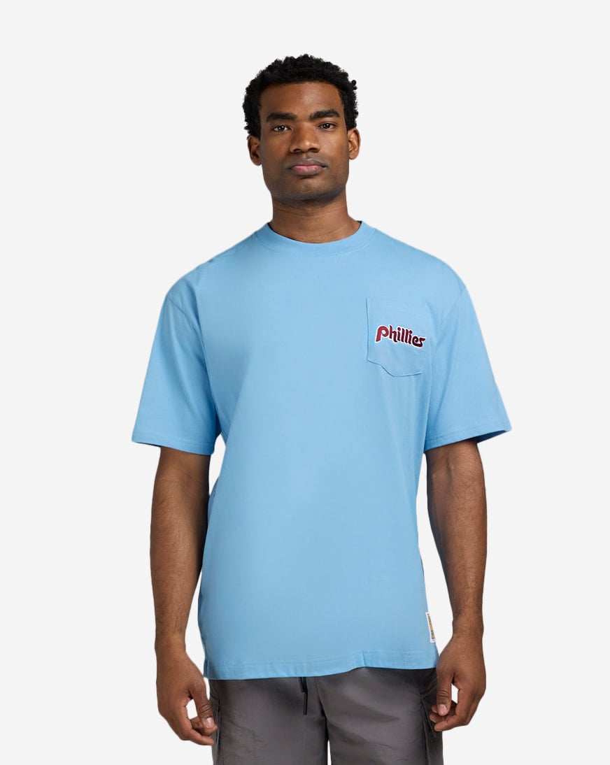 Shop Mitchell Ness Phillies Pocket Tee FC9252-PPHLTBL blue
