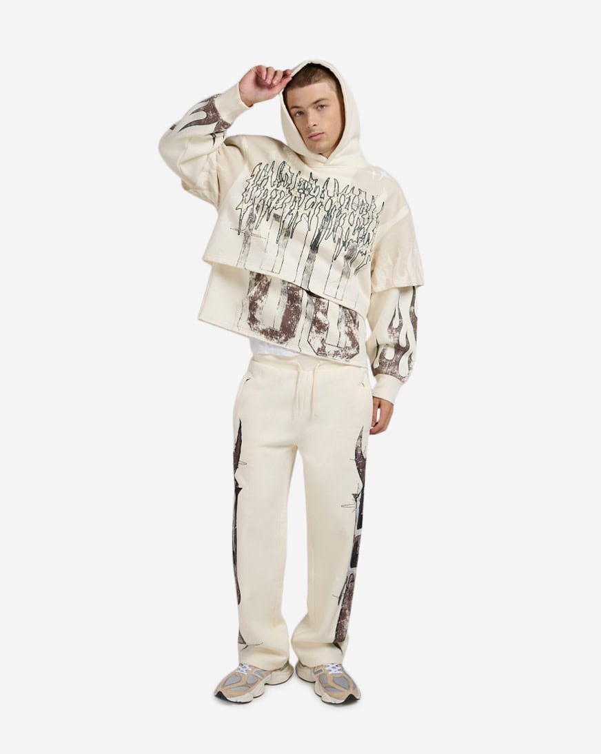 Shop Smoke Rise Unbreakable 2 Fer Hoodie FO25617SN-CHA cream