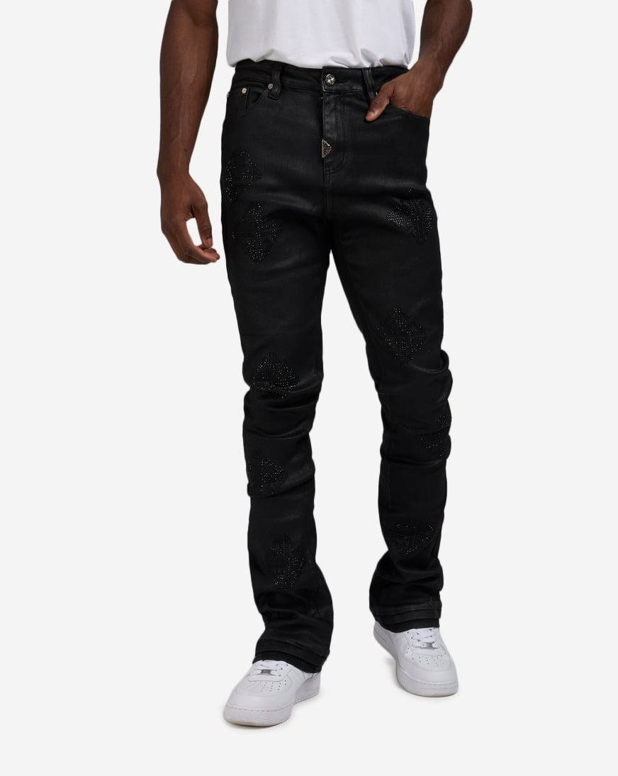 パンツ GUAPI MONOGRAM EMBELLISHED DENIM 30inch All Black Monogram Embellished Denim - Guapi Clothing