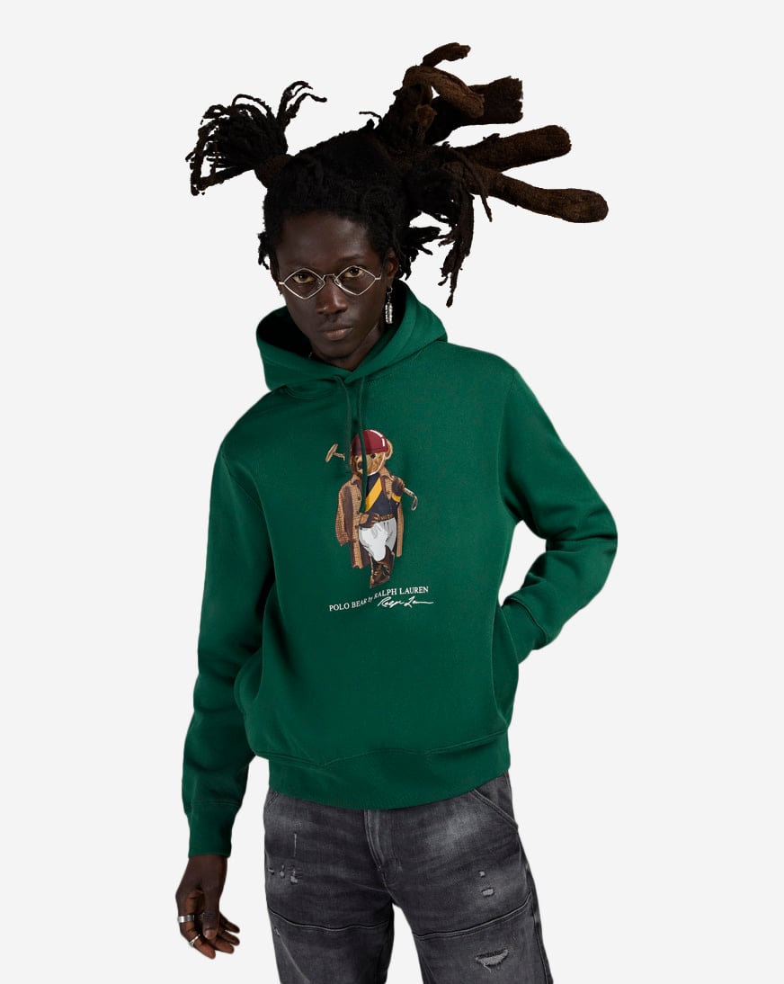 Shop Polo Ralph Lauren Fleece Novelty Polo Society Bear Hoodie
