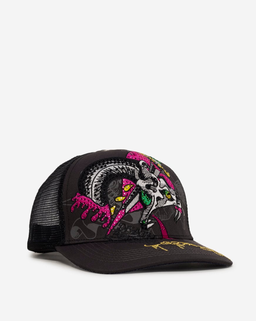Shop Ed Hardy Rhinestone Dagger Snake Trucker Hat EHH0001-41RS