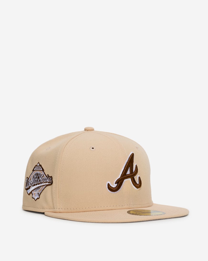 Shop New Era 59Fifty Atlanta Braves Fitted Hat 71015758 cream