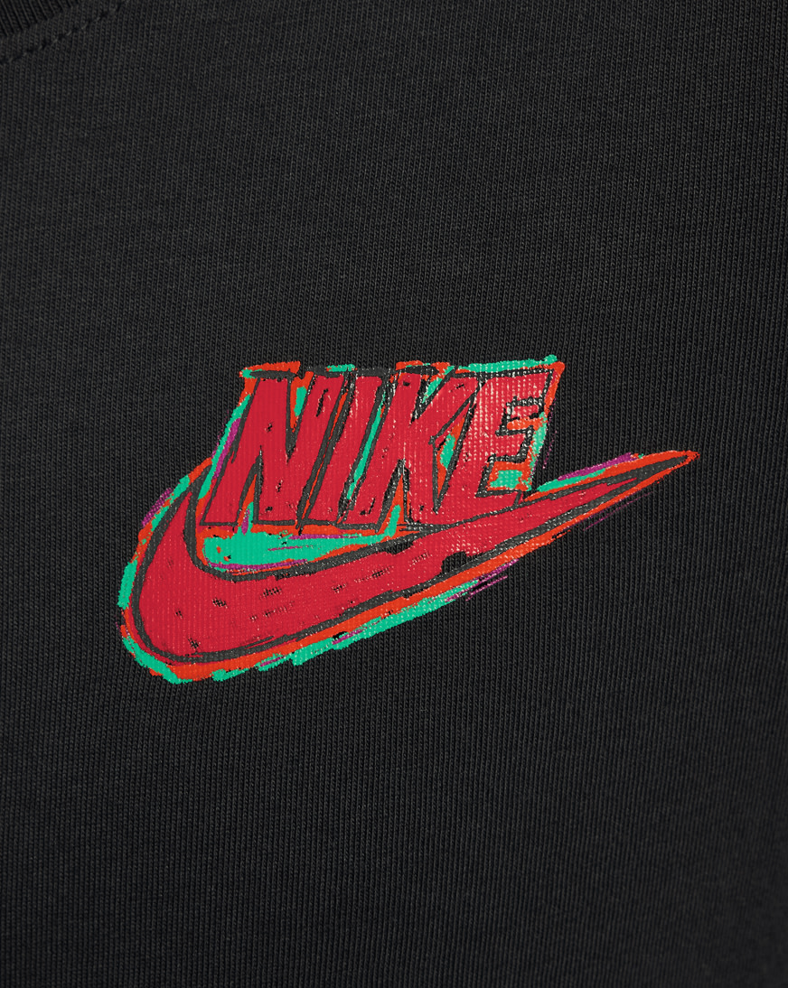 Shop Nike Big Kids' Back Hit Shoebox Graphic Tee HV5212-010 black