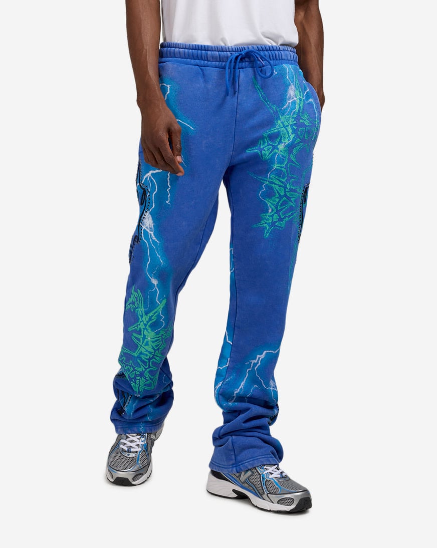 Shop Smoke Rise Paradise Stacked Fleece Pants FP25567SNZ-BLU blue