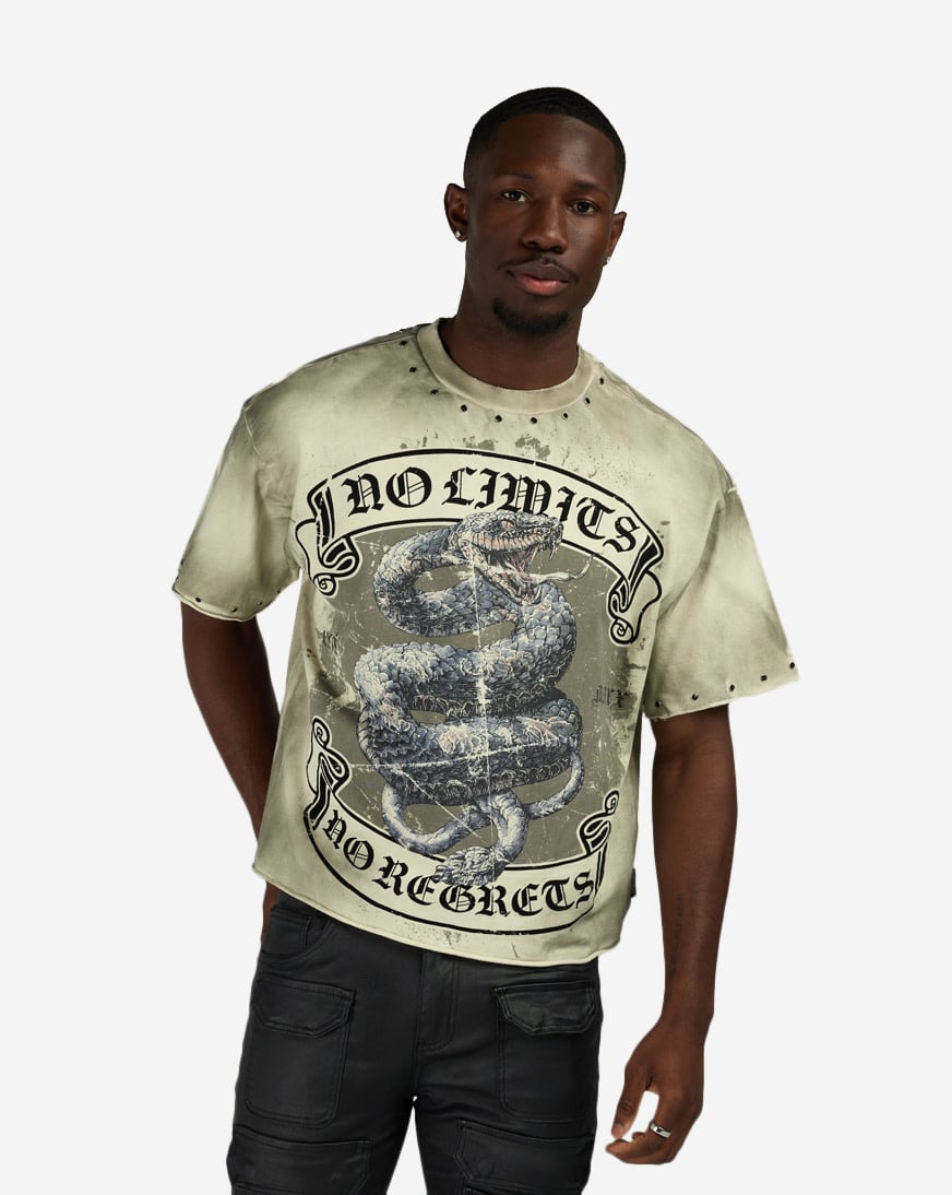 Shop First Row Punk Rock Revival Terry Crop Tee FRM3087S-GRY grey