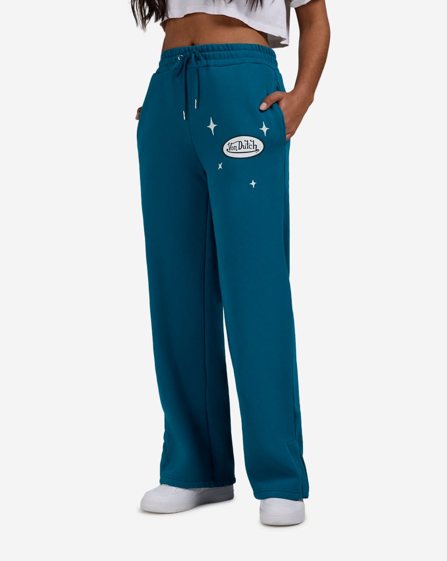 Shop Von Dutch Fleece Wide Leg Pants 7VND3A8727SN blue | SNIPES USA