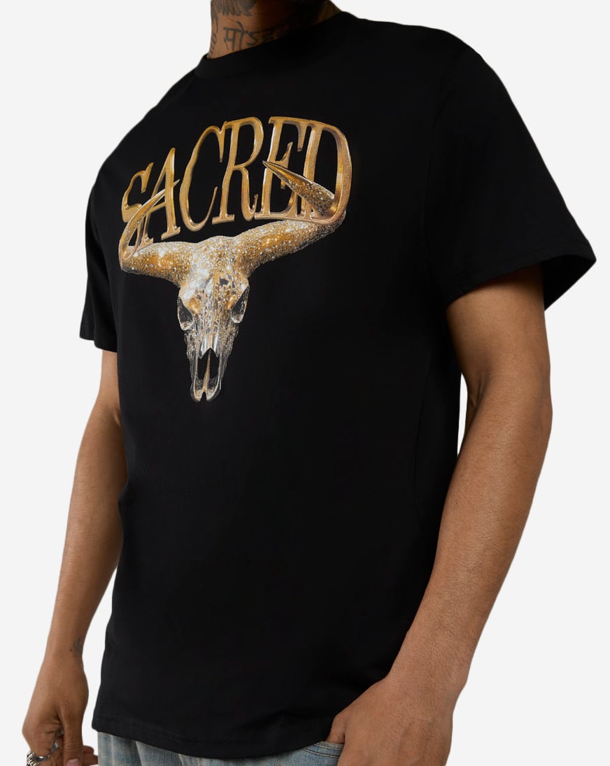 Shop Mister Tee Sacred Bull Skull Tee MTUS519-US-00007 black