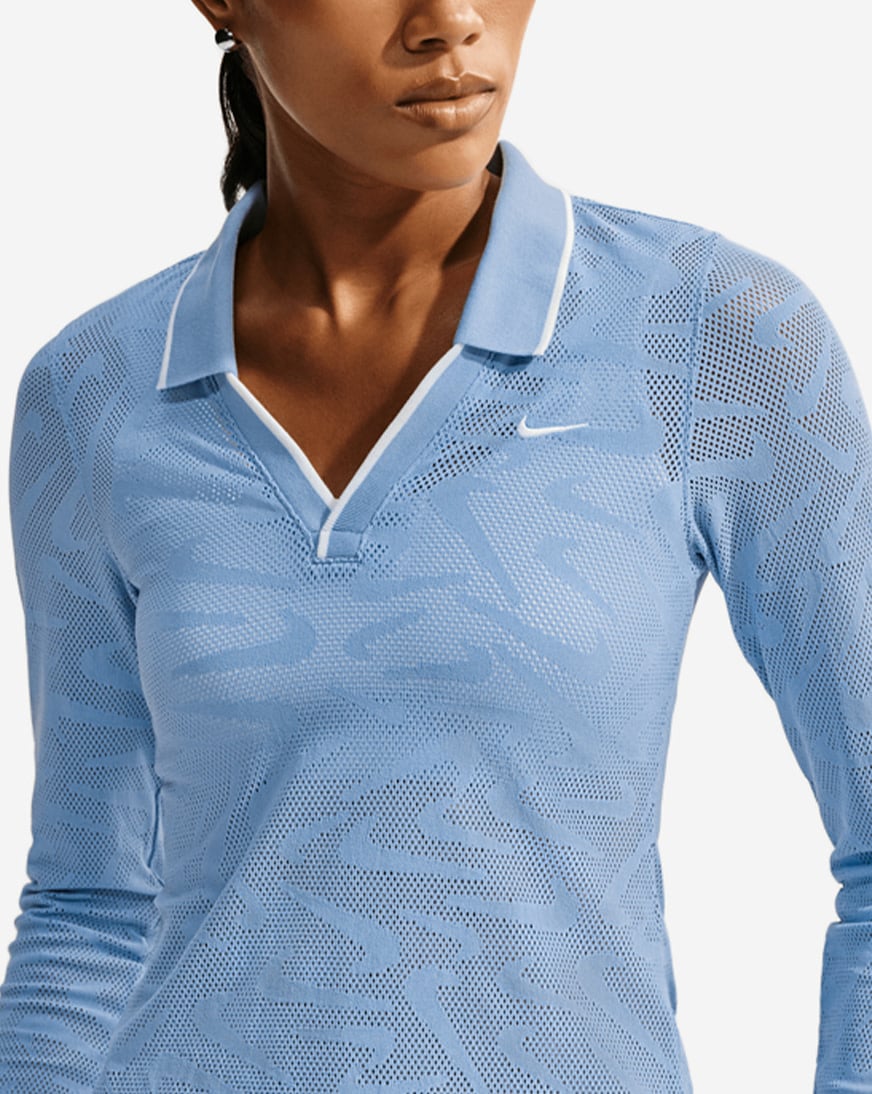 Shop Nike NSW Chill Knit Tight Mod-Cropped Long-Sleeve Lace Top