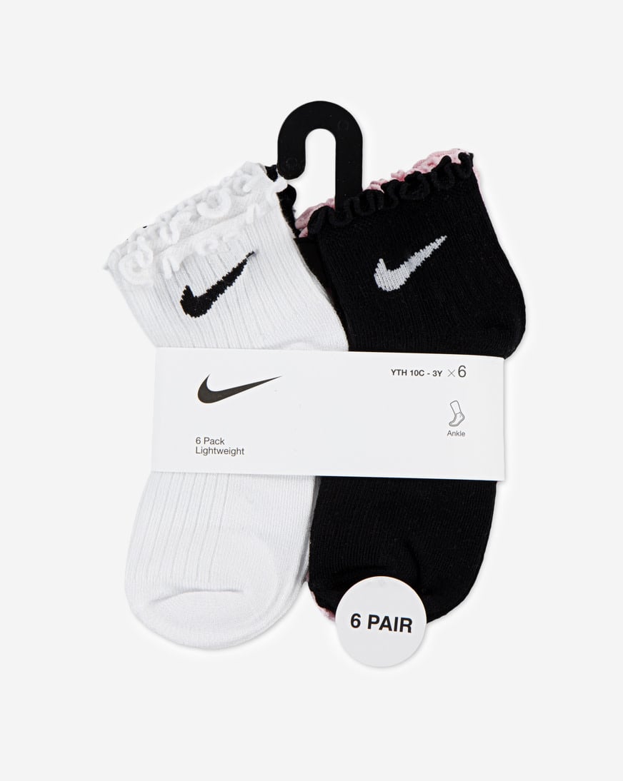 Shop Nike Little Kids' 6PK Ruffle Ankle Socks (5-7) GN1232
