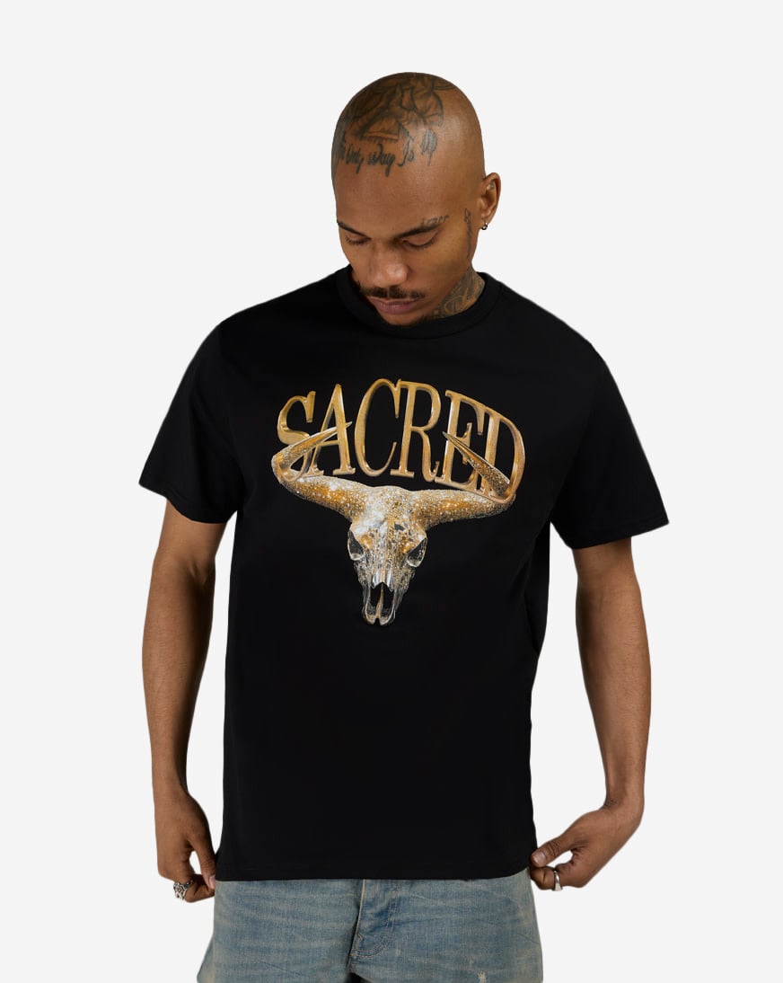 Shop Mister Tee Sacred Bull Skull Tee MTUS519-US-00007 black