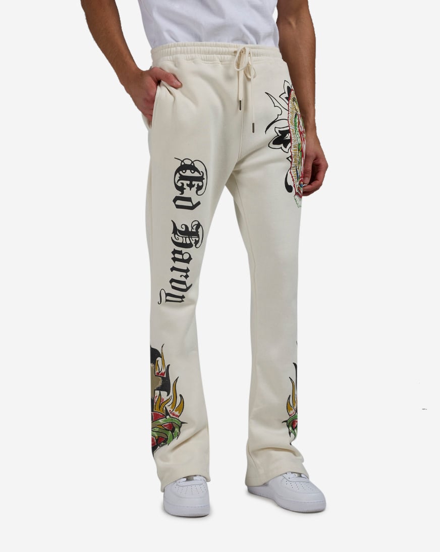 Shop Ed Hardy Mary Fleece Pants EHM80068RS-IVY cream | SNIPES USA