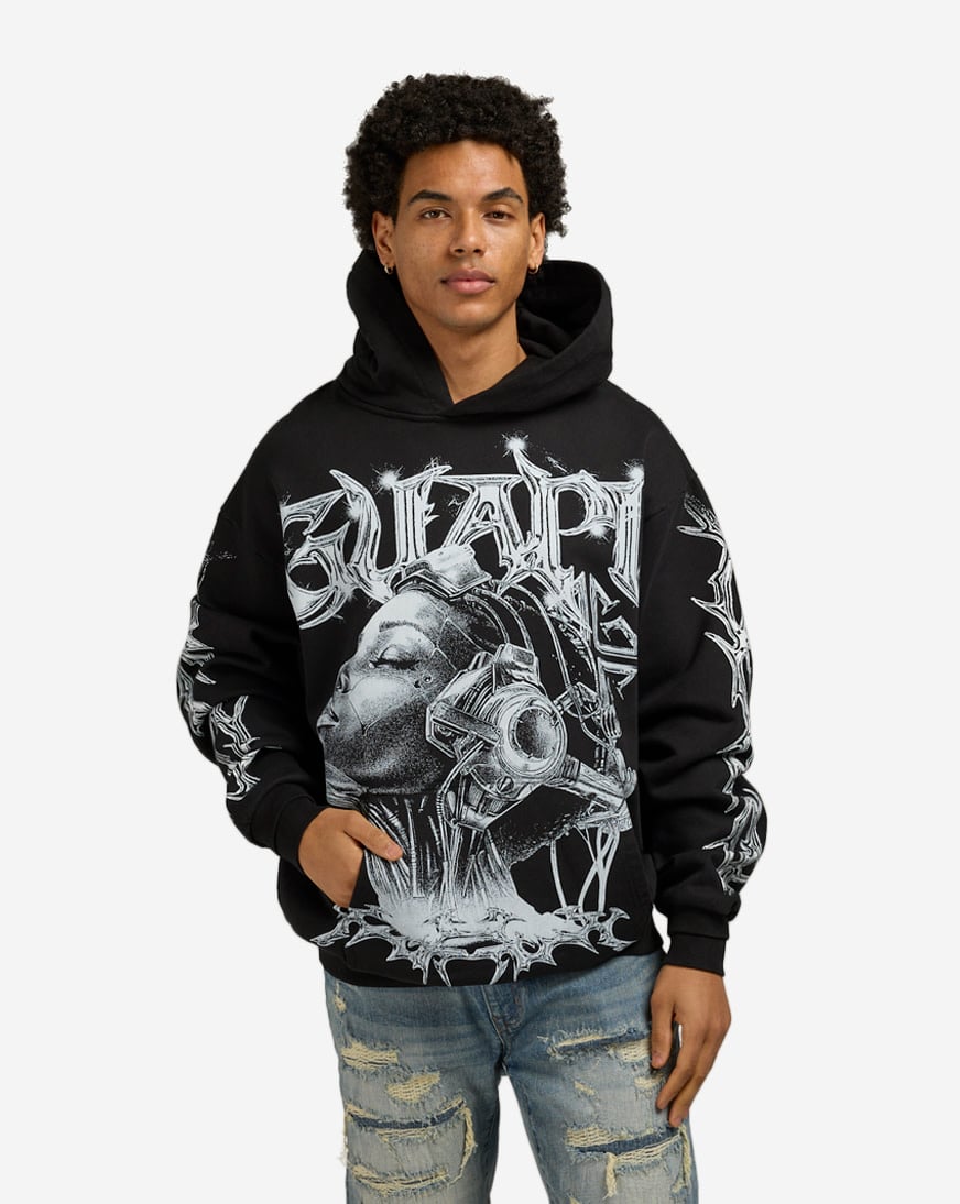Shop GUAPI Obsidian Cyborg Hoodie OBSIDIAN-BLACK-CYBORG-HOODIE