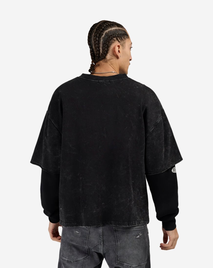 Shop Von Dutch Fleece Embroidery Patch Long Sleeve Boxy 2-Fer Tee