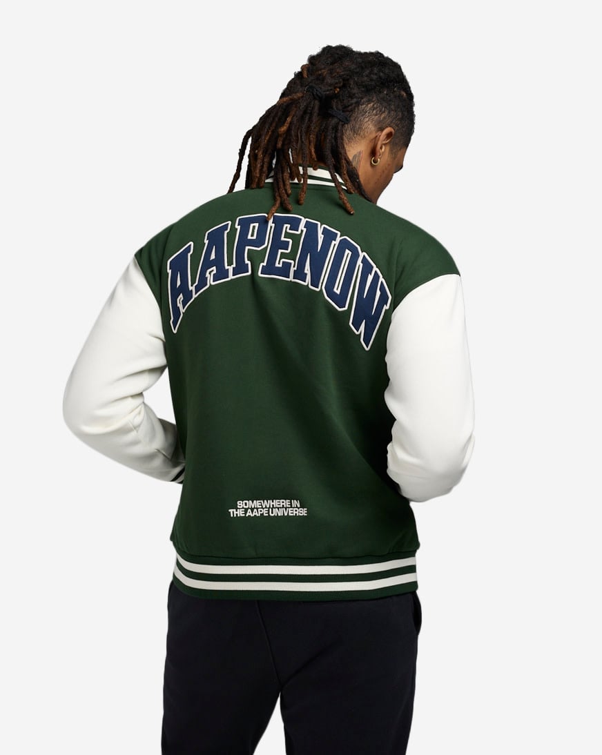 Shop AAPE Baseball Fleece Varsity Jacket AAPSWMB328XANGRD