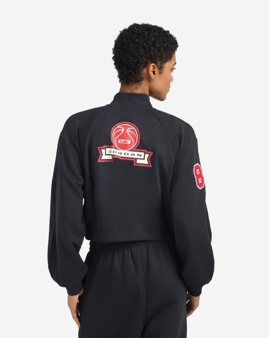 Shop Jordan Brooklyn Fleece Cropped 1/4-Zip Top IV5321-010 black
