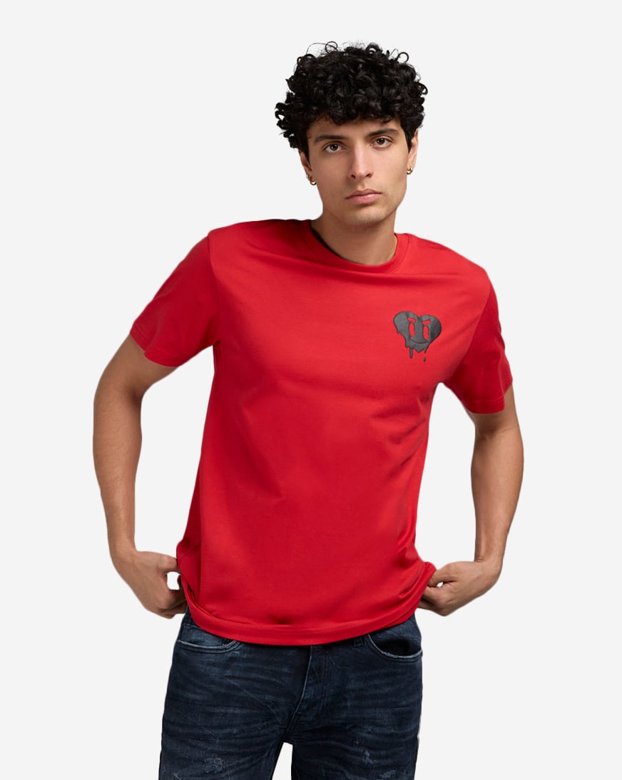 Shop Mister Tee Smiley Heart Drip Tee MTUS014-US-00491 red