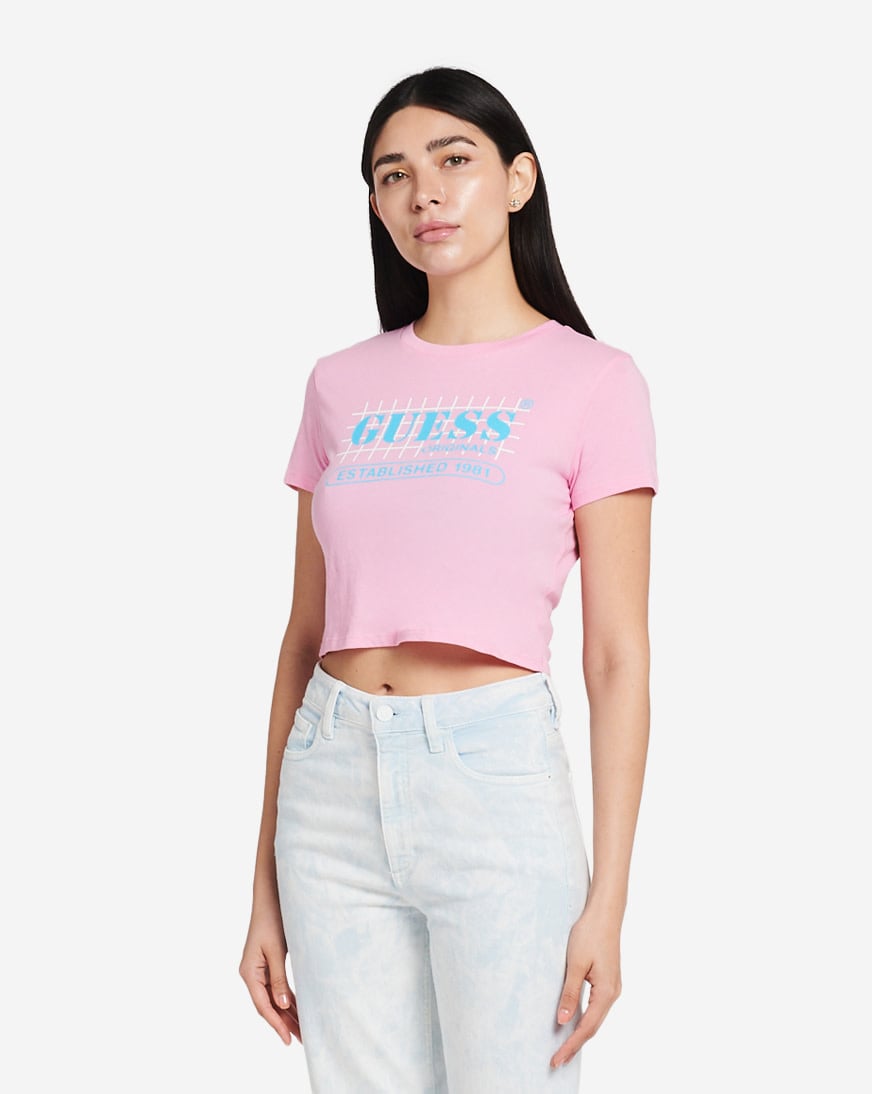 Shop Guess Go Raelyn Front Logo Crop Tee W2YI21K9RM1-G64W