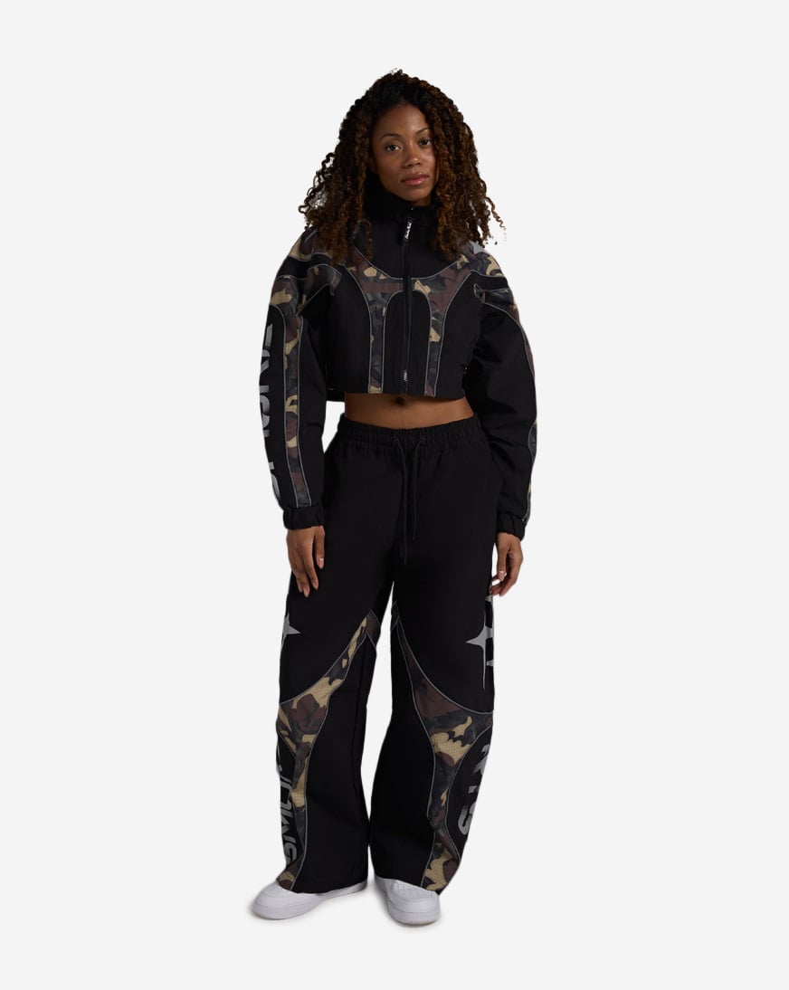 Shop Smoke Rise Reflective Cropped Nylon Camo Panel Jacket