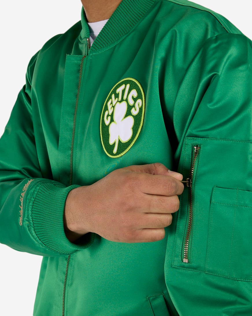 Shop Mitchell Ness Boston Celtics Vintage Logo Satin Bomber