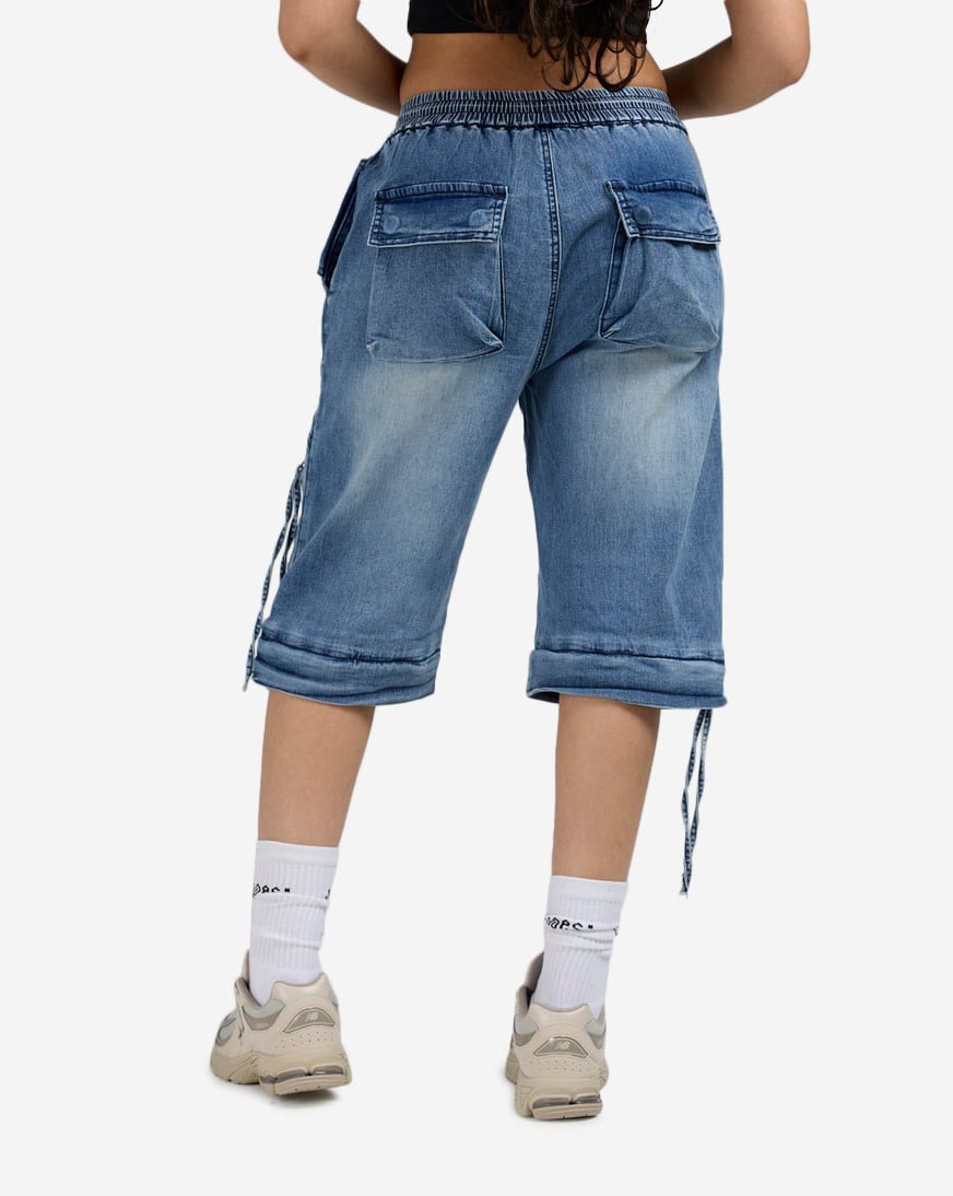 Shop Vibrant Zip-Off Cargo Jort Denim XPT256 blue | SNIPES USA