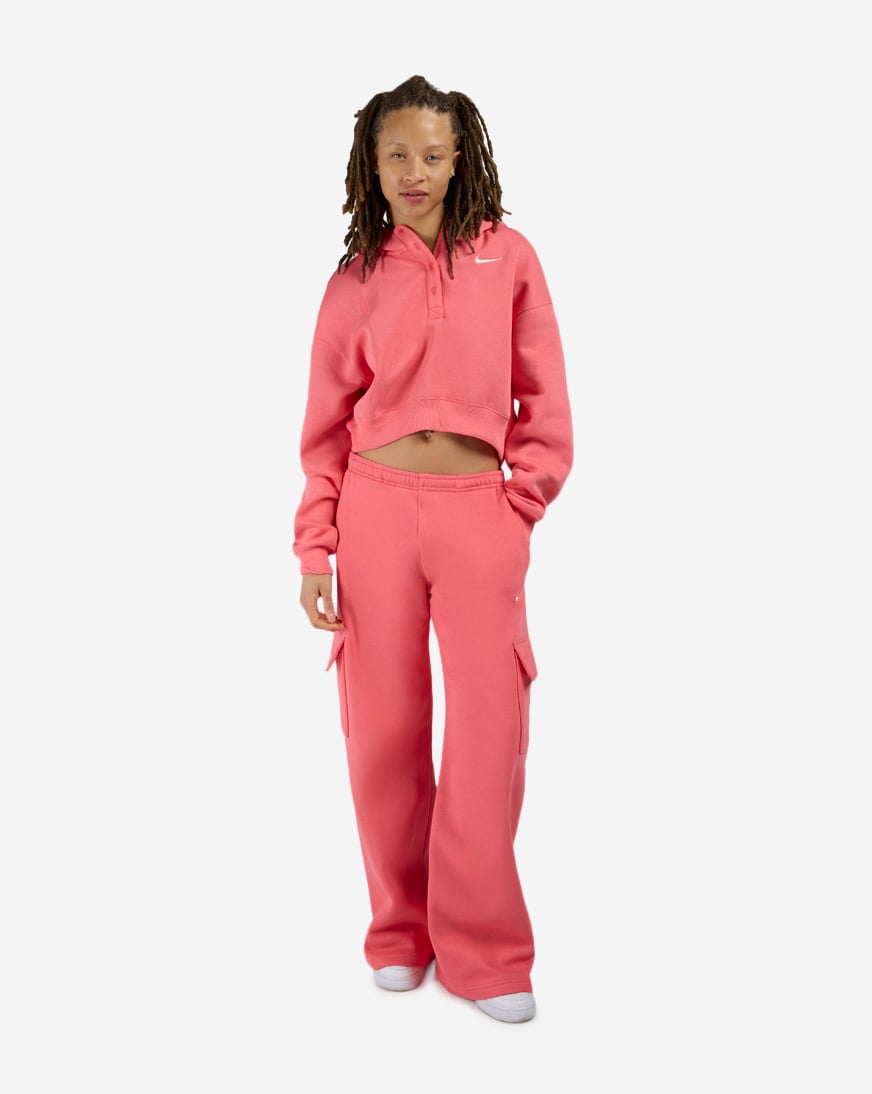 Shop Nike NSW Phoenix Fleece Oversized Cropped Henley Hoodie
