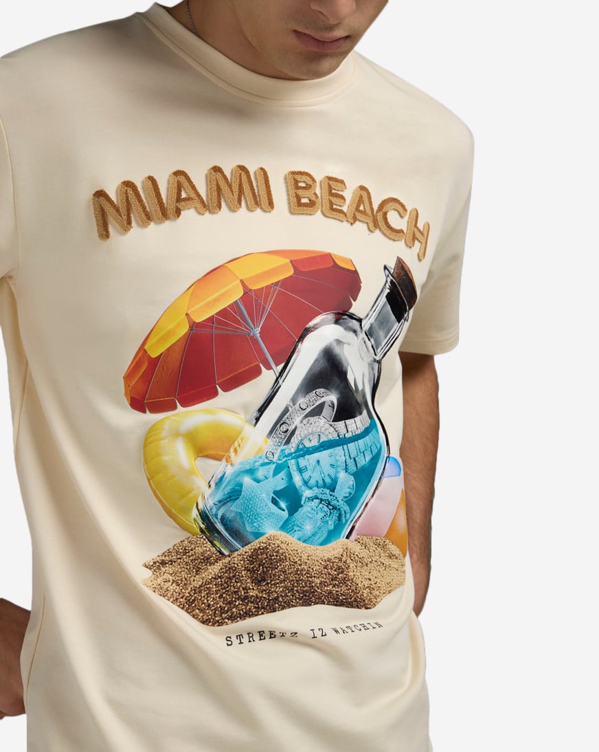 Shop STREETZ IS WATCHIN Miami Beach Tee SIW9002-CRM beige