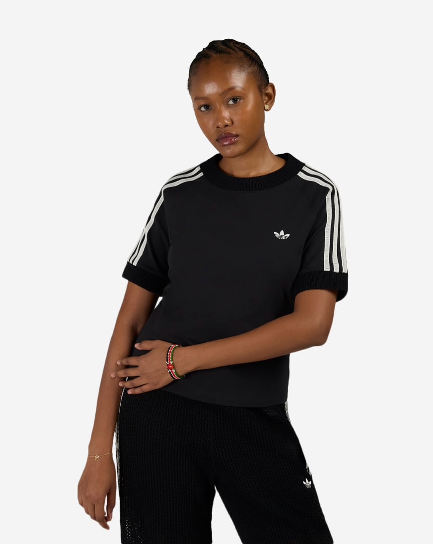 Shop adidas Cali Tee with Knitted Crochet Details KD5445 black