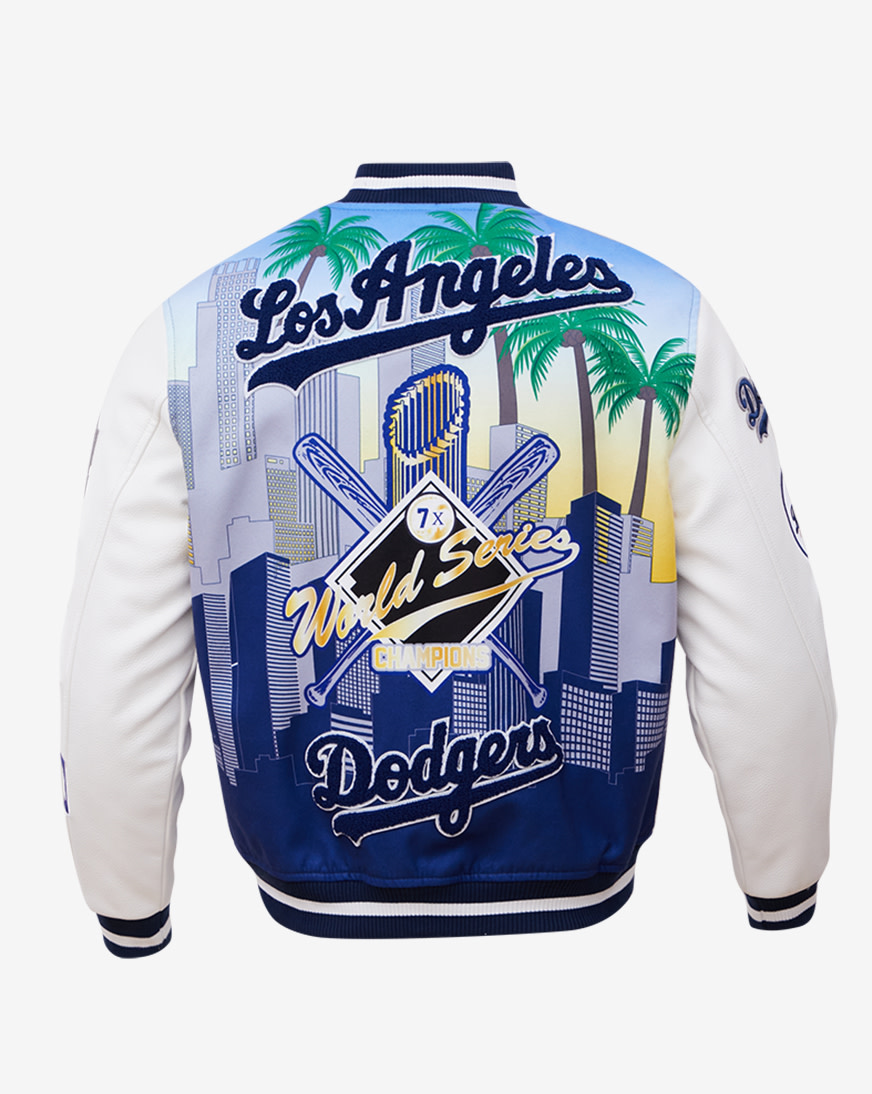 レオン Dodgers サテンジャケット シルバー Men's Los Angeles Dodgers