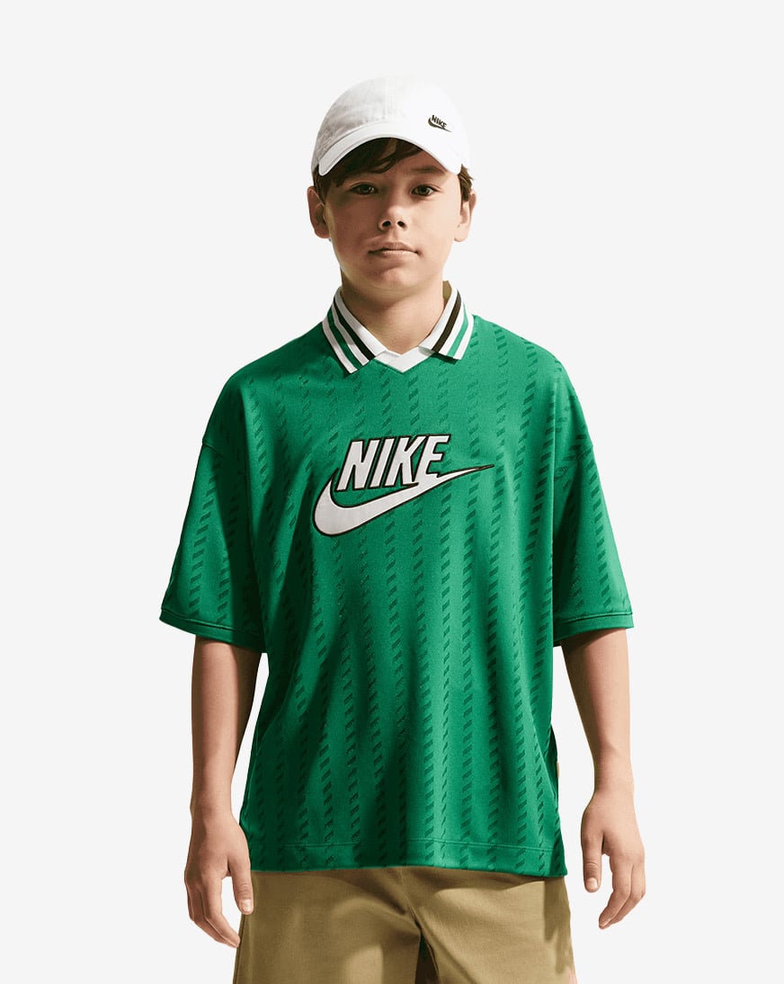Shop Nike Big Kids' NSW Short-Sleeve Jersey IQ0435-365 green