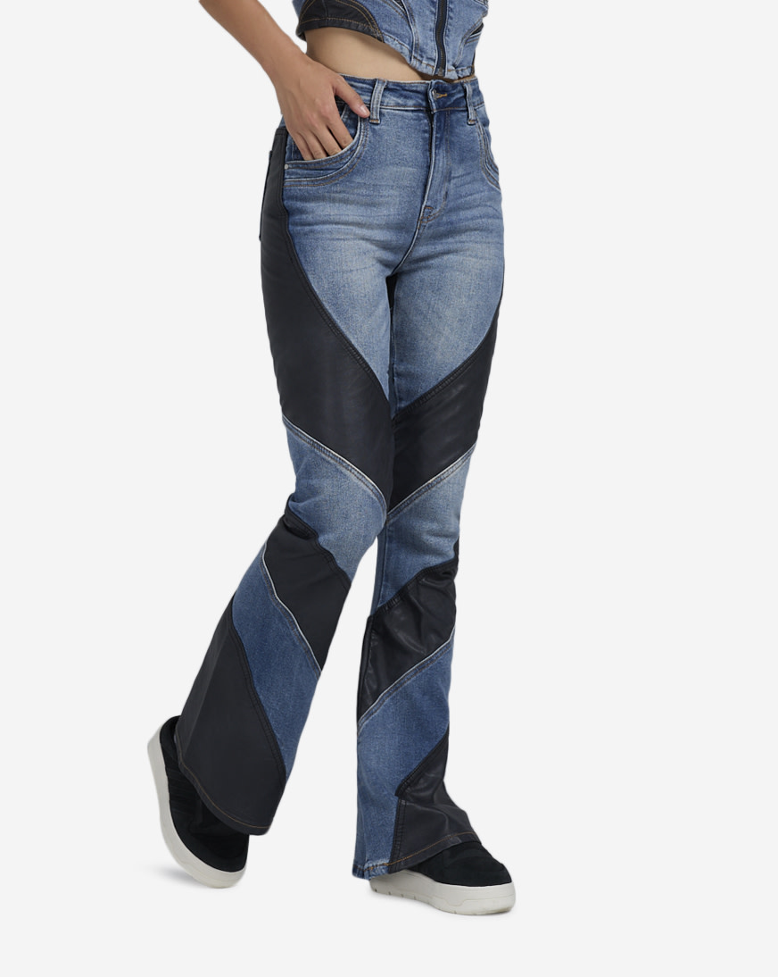 【EZKATON】★男女兼用★25SS EASY SEMI FLARE DENIM PANTS Allegra K Casual Denim Pants for Women's Baggy Drawstring