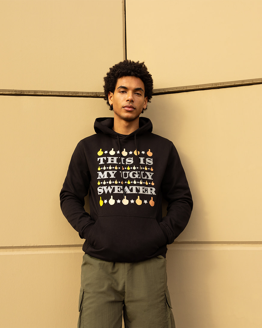 Shop Urban Classics Ugly Sweater 2.0 Hoodie MTUS319-00007 black
