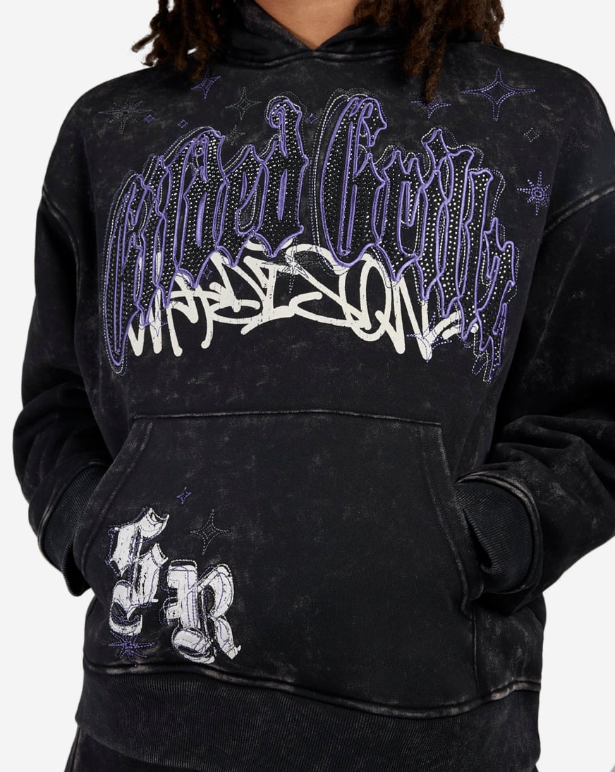 Shop Smoke Rise Rhinestone Dystopia Hoodie FO24655SN-VIO purple