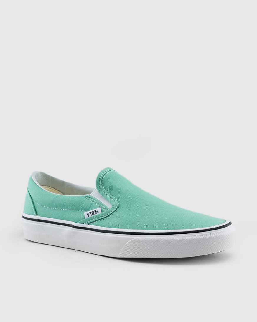green and white slip on vans