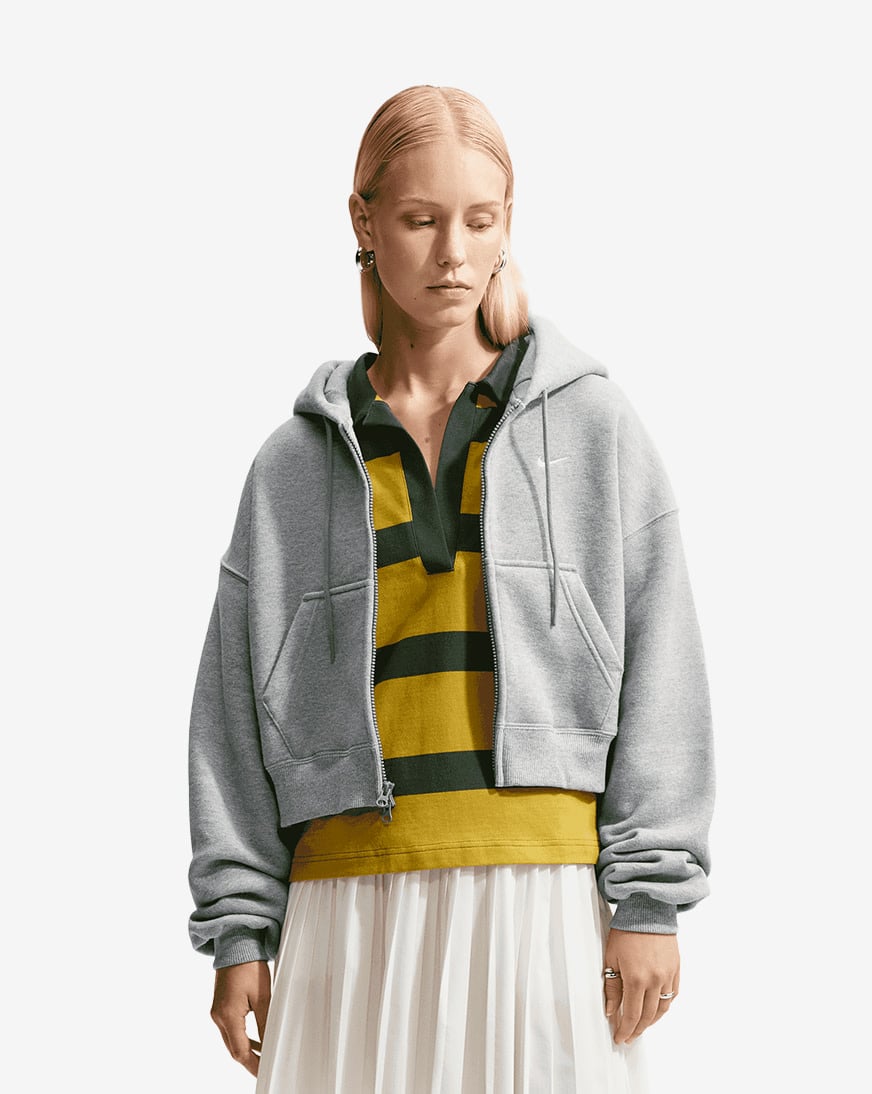 Shop Nike Studio Fleece Medium Weight Oversized Full-Zip Cropped