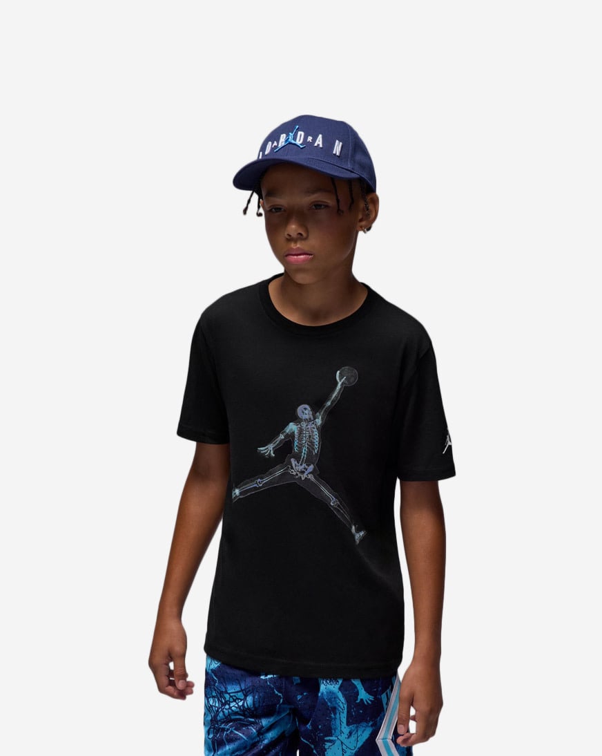 Shop Jordan Big Kids' Skeleton Jumpman T-Shirt 95F060-023 black