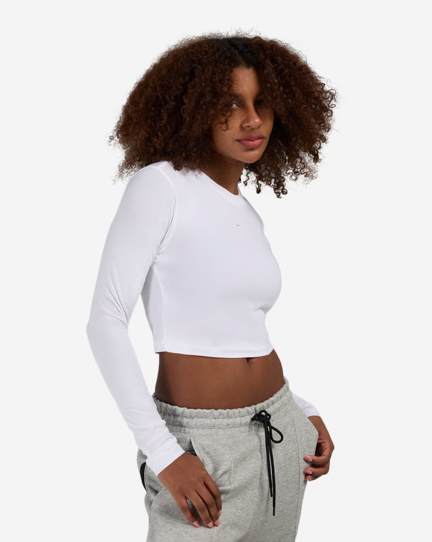 Shop Nike NSW Chill Knit Slim Long-Sleeve Cropped Top HF5322-100