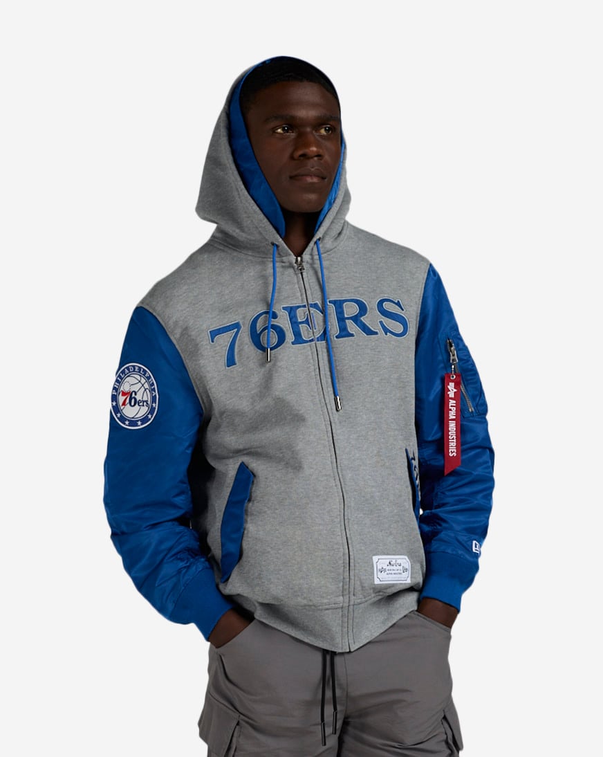 Shop New Era Alpha Industries Philadelphia 76ers Bomber Jacket