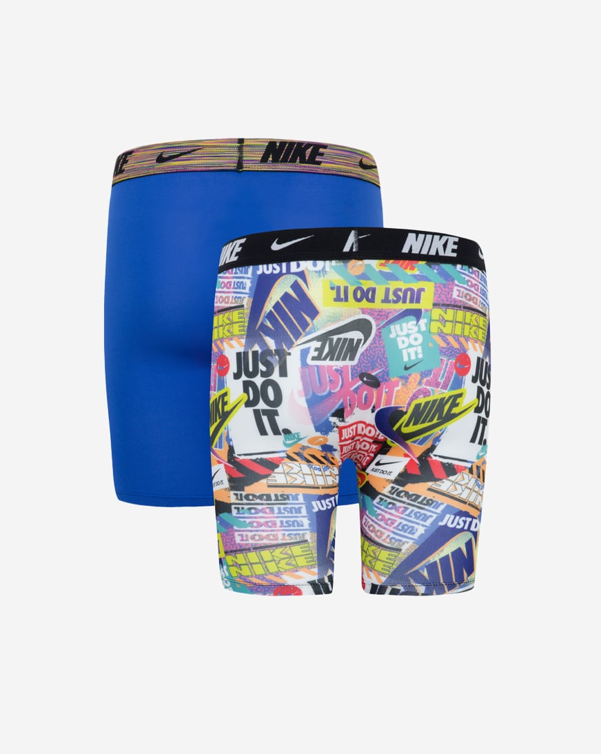 Shop Nike Big Kids' 2PK Printed Long Boxer Briefs 9N1222-U89 blue
