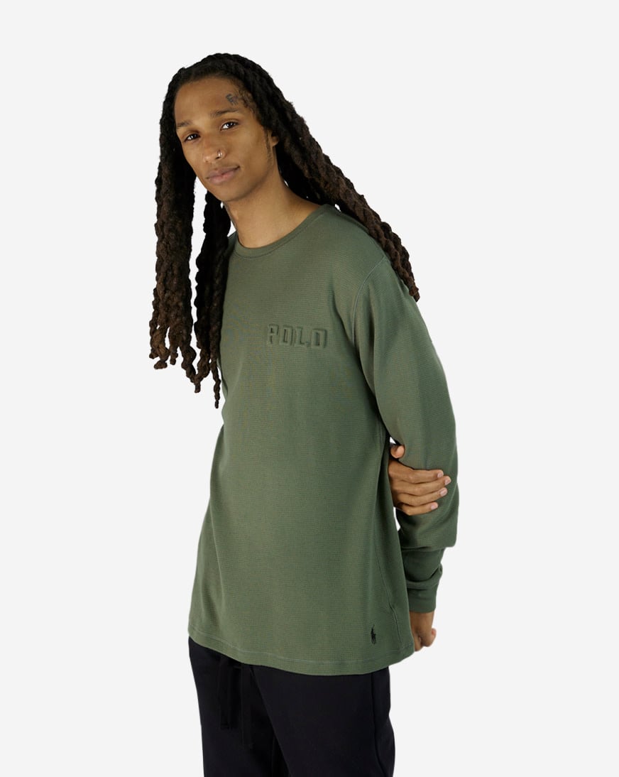 Shop Polo Ralph Lauren Long-Sleeve Waffle Thermal Crew PWLE2F-AHQR