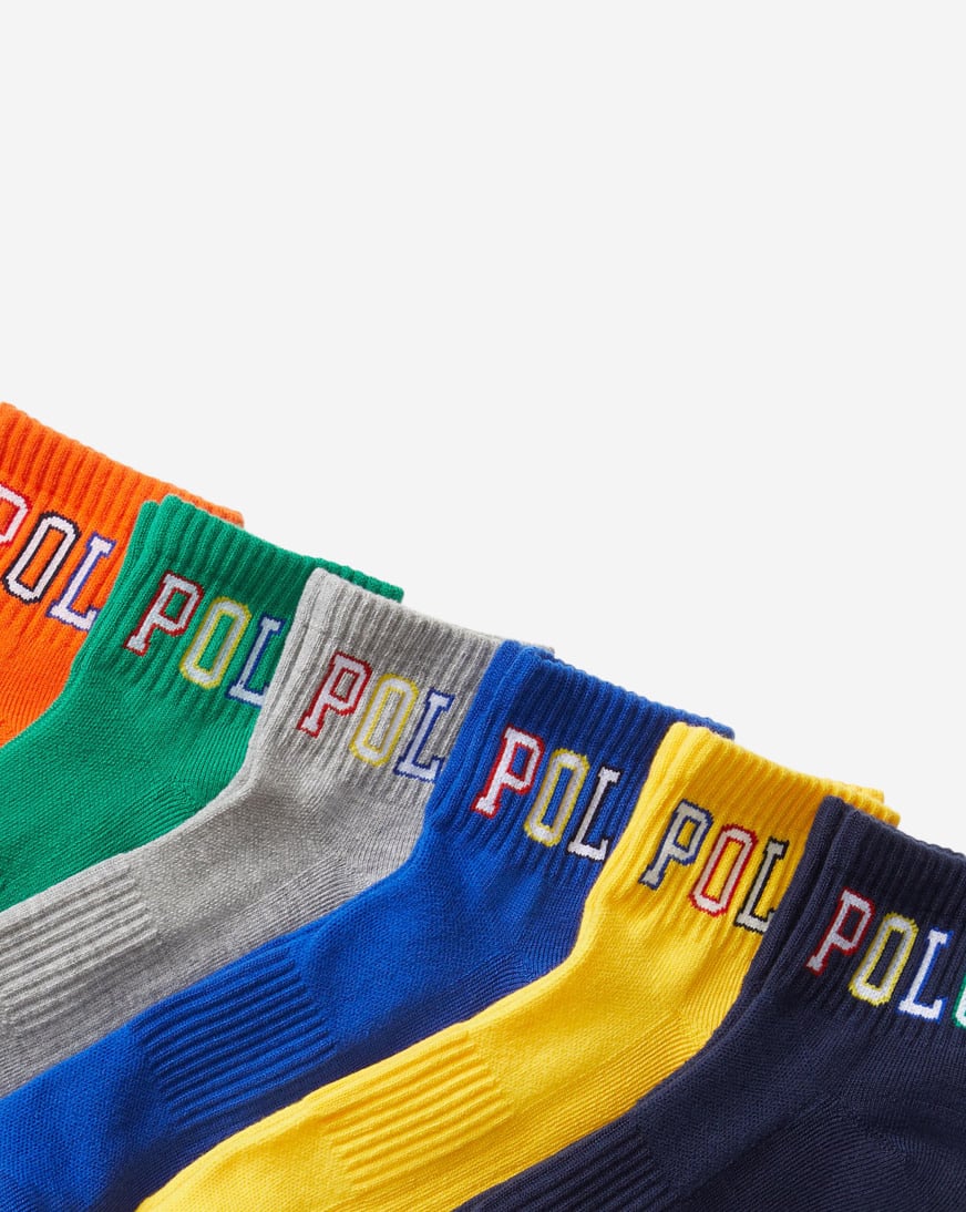 Shop Polo Ralph Lauren Outlined 6Pk Quarter Socks (L Shop Polo Ralph Lauren Outlined 6Pk Quarter Socks (L