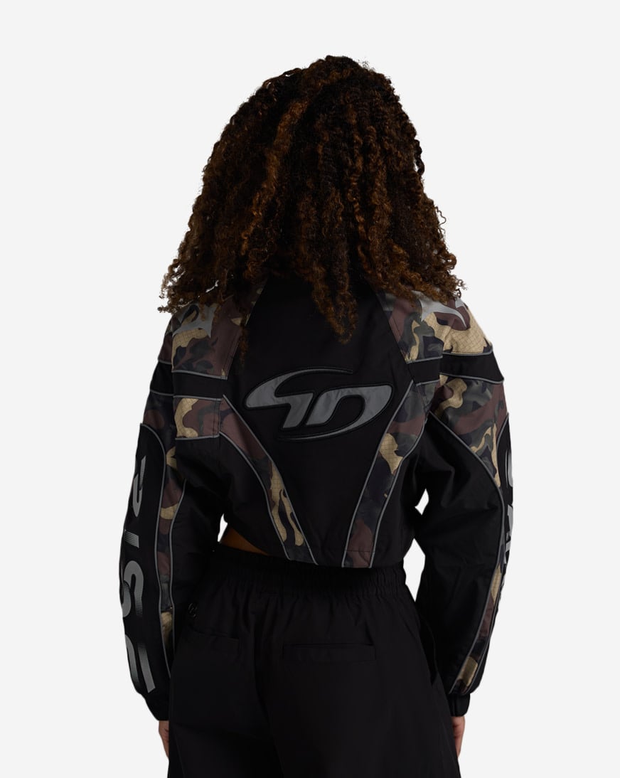 Shop Smoke Rise Reflective Cropped Nylon Camo Panel Jacket