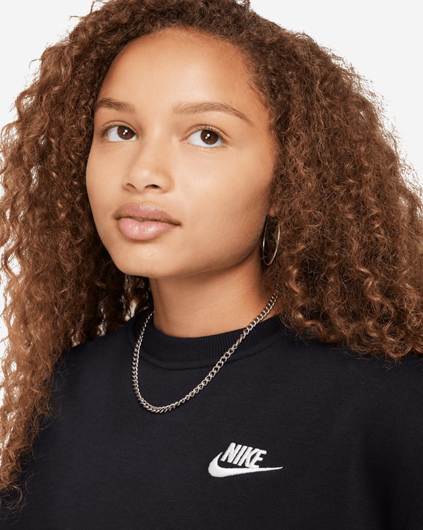 スクール！！ Shop Nike Big Kids' NSW Club Fleece Boxy Crewneck FZ9244-010