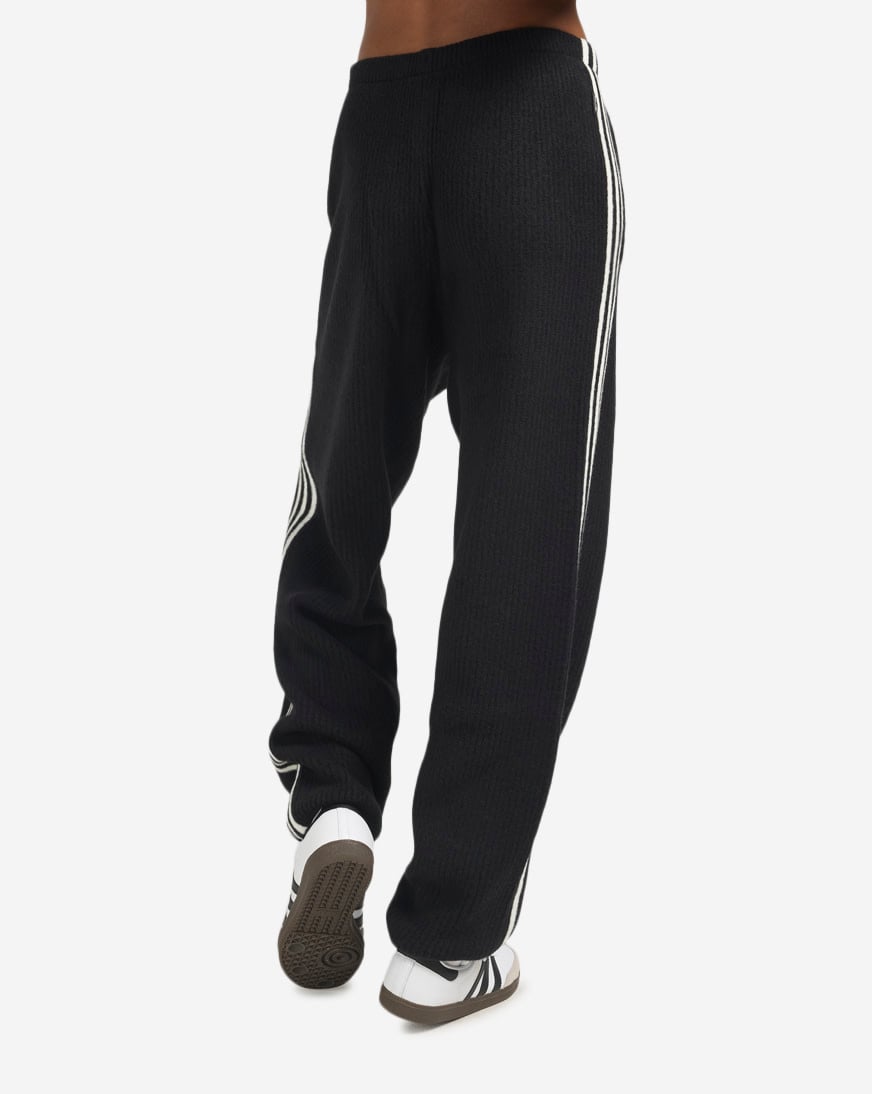 Shop adidas Jennie Knitted Loose Pants LD8918-BLKWHT black
