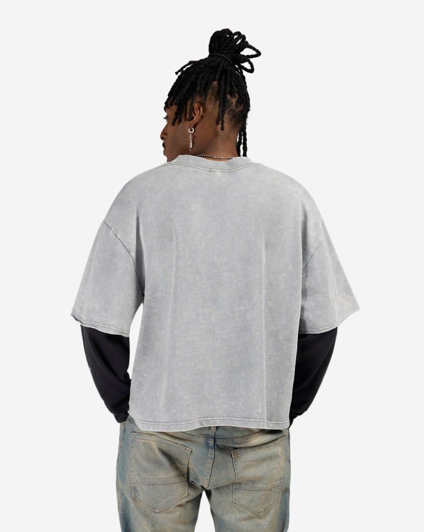 Shop Von Dutch Fleece Cross Logo Long Sleeve Boxy 2-Fer Tee